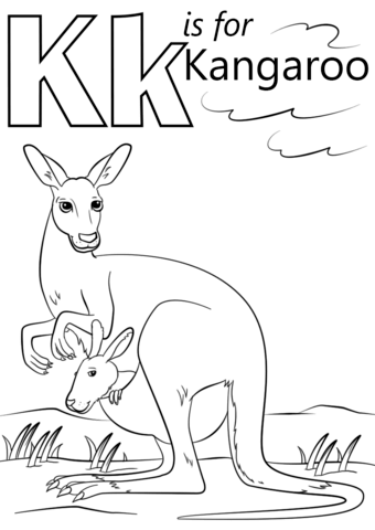 K Is For Kangaroo Coloring Page